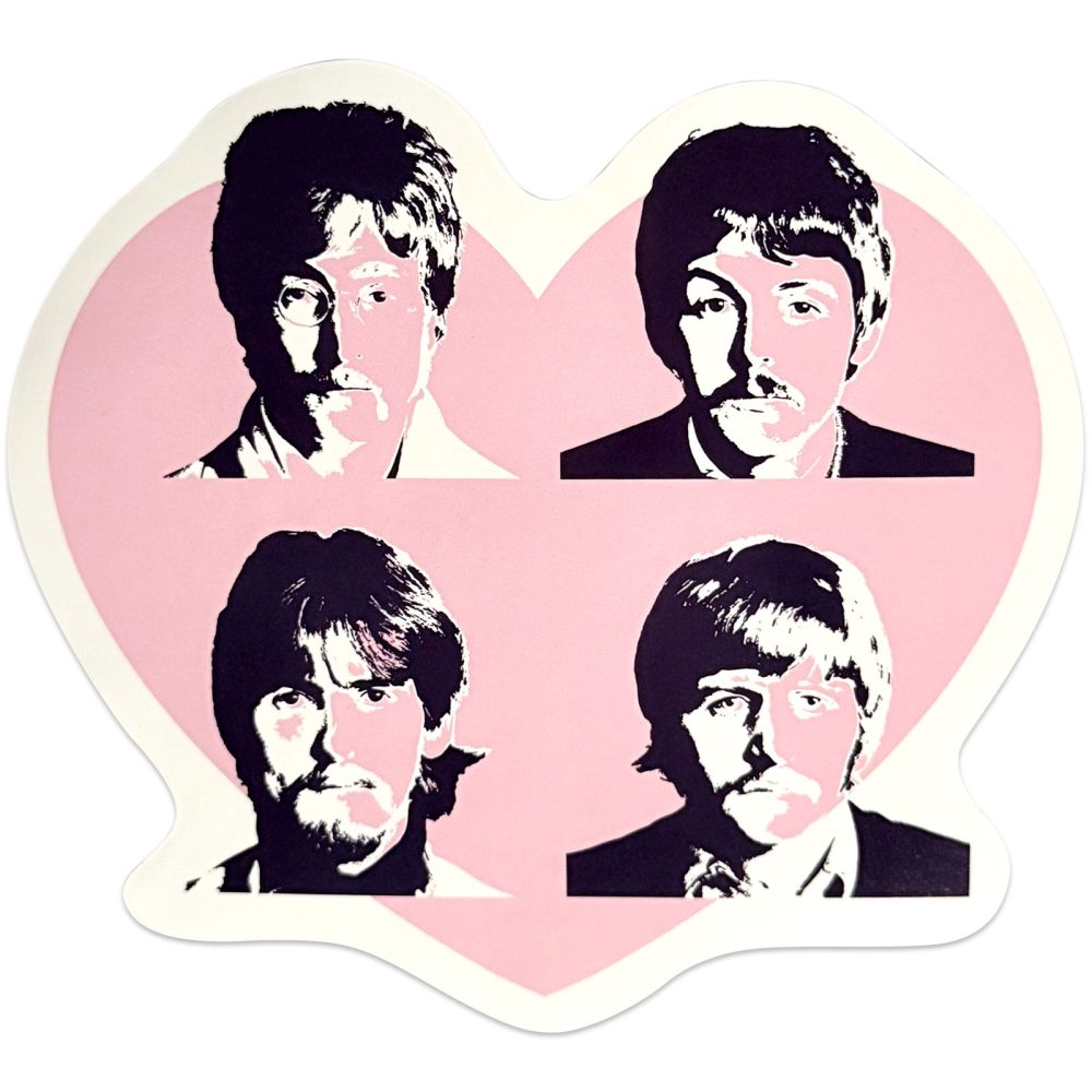 The Beatles - Beatles In Heart Sticker - Roze/Multicolours